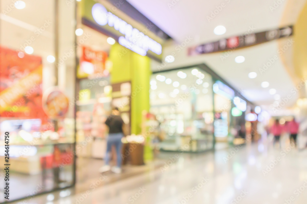 Abstract blur modern shopping mall interior defocused background