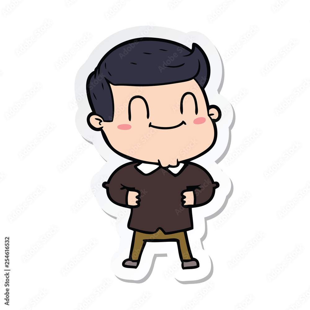 sticker of a cartoon friendly man