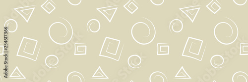 Geometric seamless pattern. White design on long olive green background