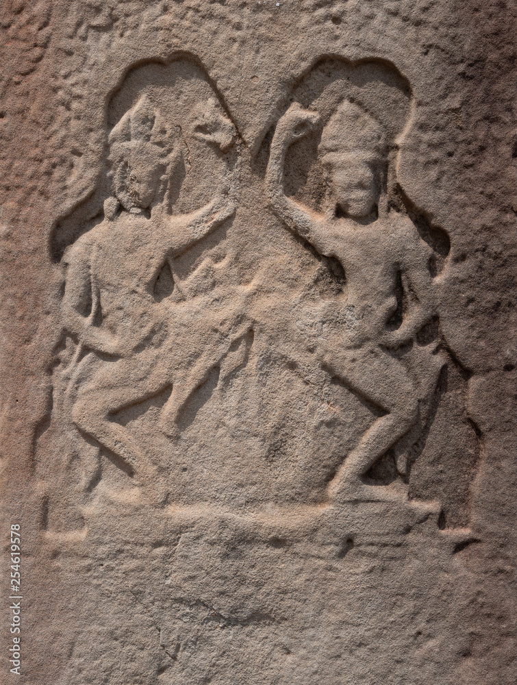 Fototapeta premium Angkor Wat Temple wall carvings, Cambodia