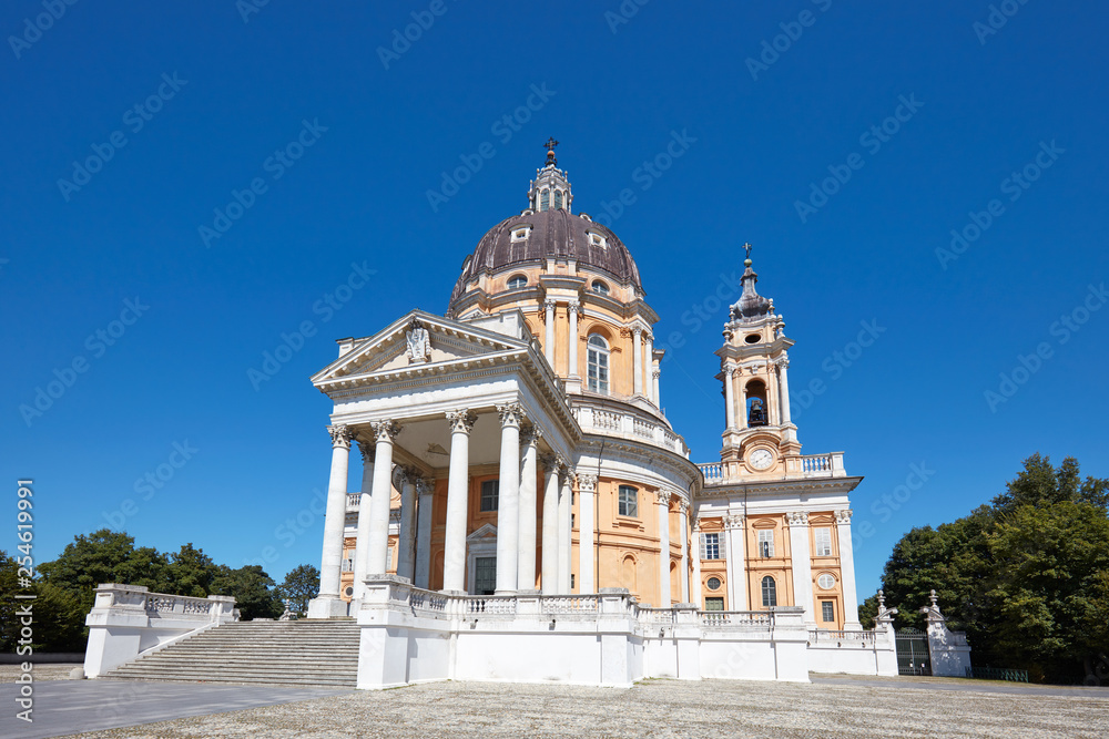 Superga basilica in Turin, Unesco World Heritage Site in a sunny summer day in Italy