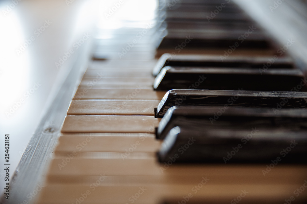 closeup of a piano