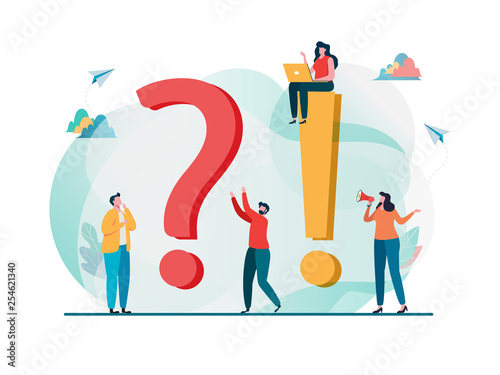 Question and answer metaphor Frequently asked questions vector illustration