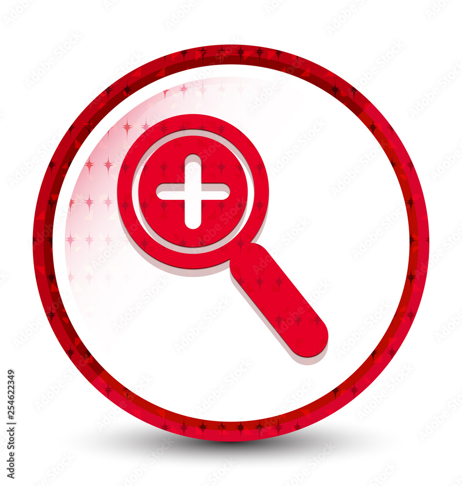 Zoom in icon misty frozen red round button Zoom in icon misty frozen red round button