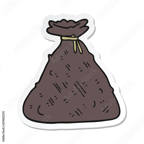 sticker of a cartoon old hessian sack