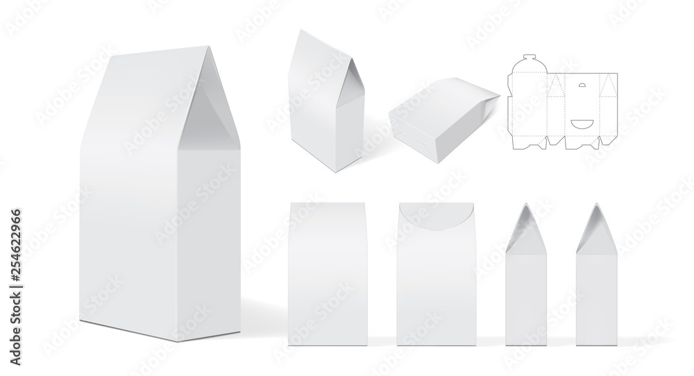 white paper packaging mock up vector view from different sides white paper packaging mock up vector view from different sides