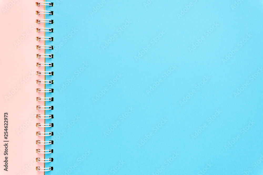 Colored notebook pages. Minimal concept, flat lay background. Copy space. Colored notebook pages. Minimal concept, flat lay background. Copy space.