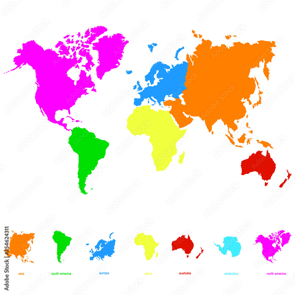 Obraz ikona wektor z mapy świata i kontynentów świata dla swojego projektu