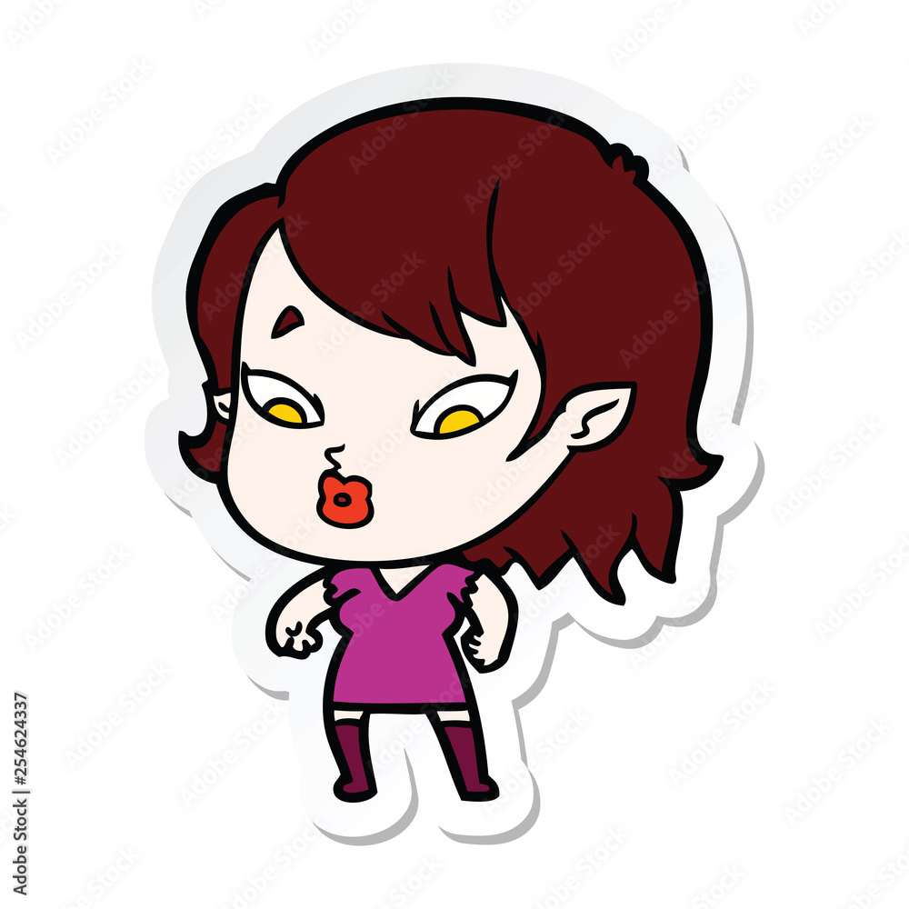 sticker of a cute cartoon vampire girl sticker of a cute cartoon vampire girl