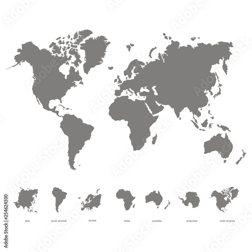 Fototapeta Naklejka Na Ścianę i Meble -  vector icon with world map and world continents for your design