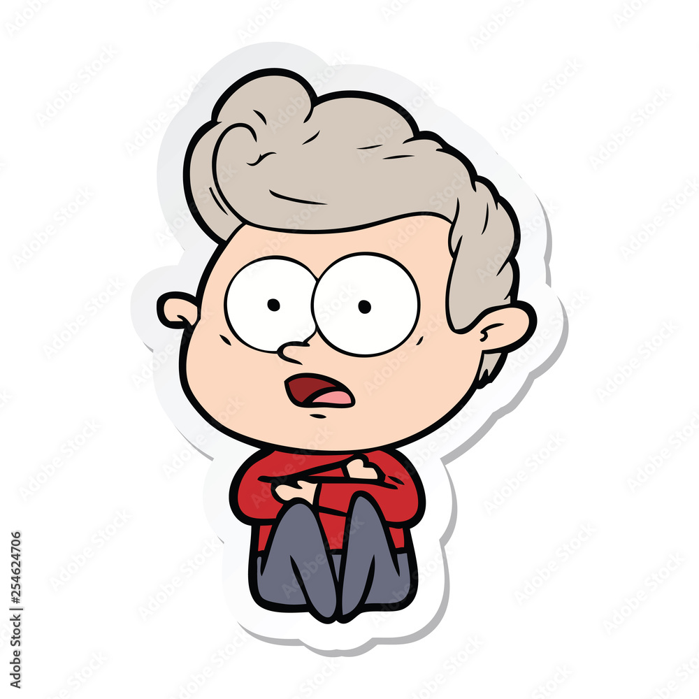 sticker of a cartoon staring man