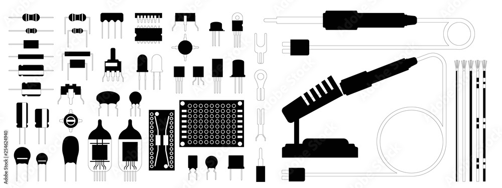 ちょっとかわいい電子部品のデザインイラストアイコン 白黒 Stock Vektorgrafik Adobe Stock ちょっとかわいい電子部品のデザインイラストアイコン 白黒 Stock Vektorgrafik Adobe Stock