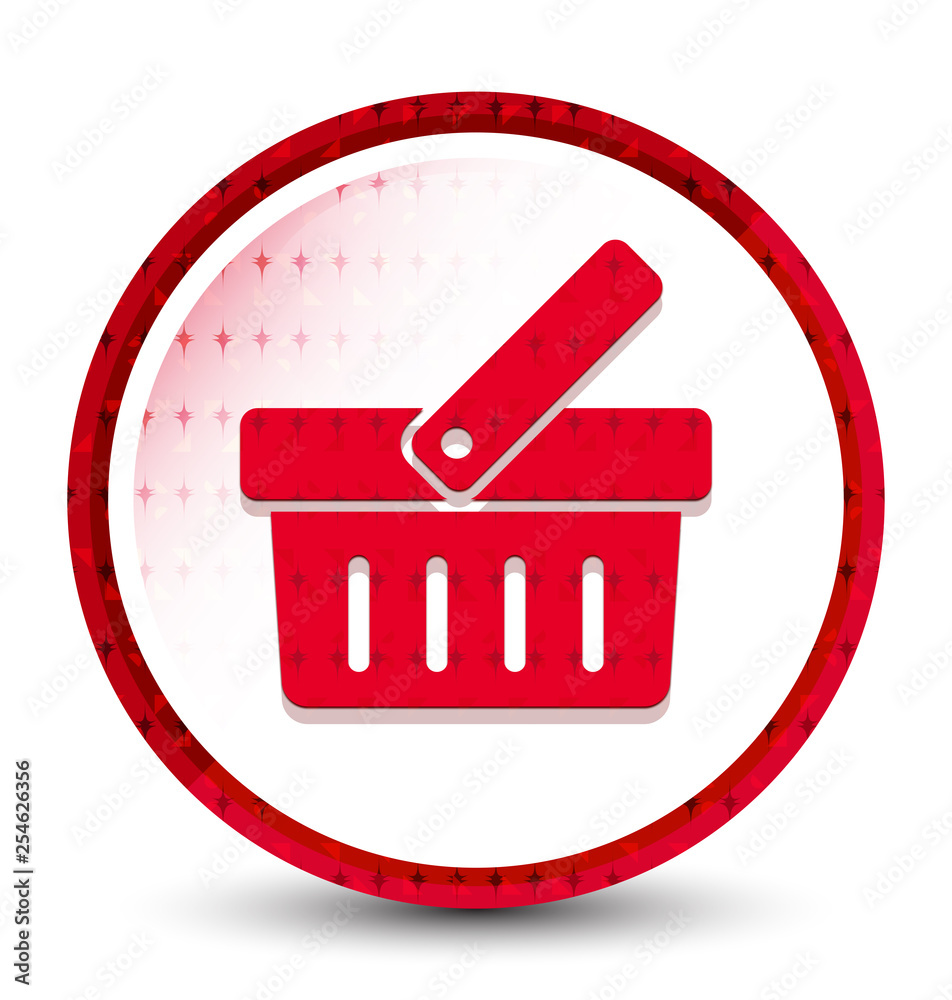 Shopping cart icon misty frozen red round button Shopping cart icon misty frozen red round button