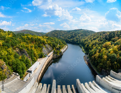 Bild auf Leinwand Panoramic view from the height of Dam on Vltava river in Czech Republick Europe