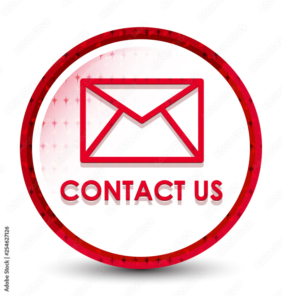 Contact us (email icon) misty frozen red round button Contact us (email icon) misty frozen red round button