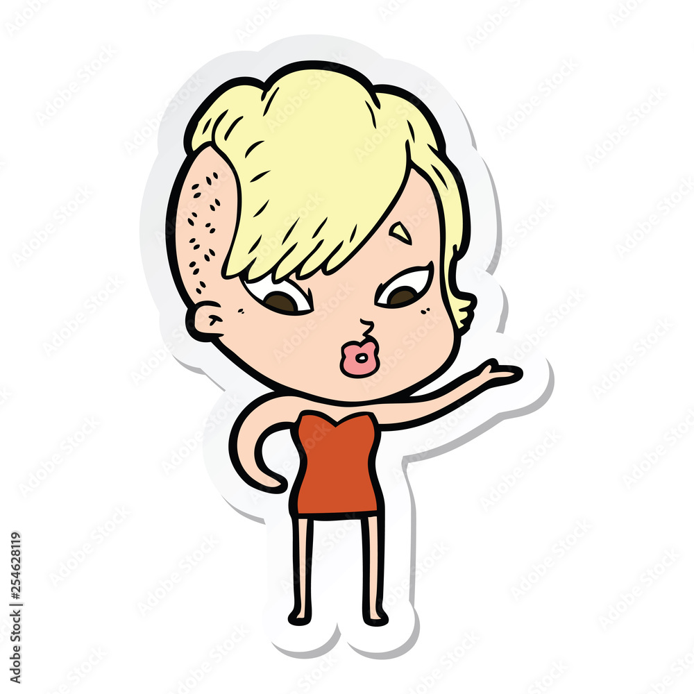 sticker of a cartoon surprised girl sticker of a cartoon surprised girl