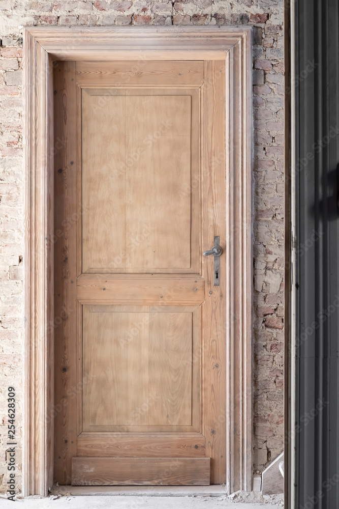 sandblasted wooden staircase during revovation in an old house