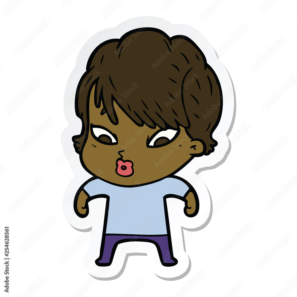 sticker of a cartoon woman