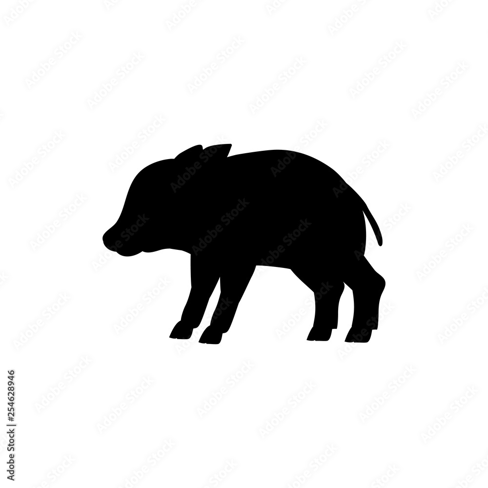 Baby boar wildlife black silhouette animal Baby boar wildlife black silhouette animal