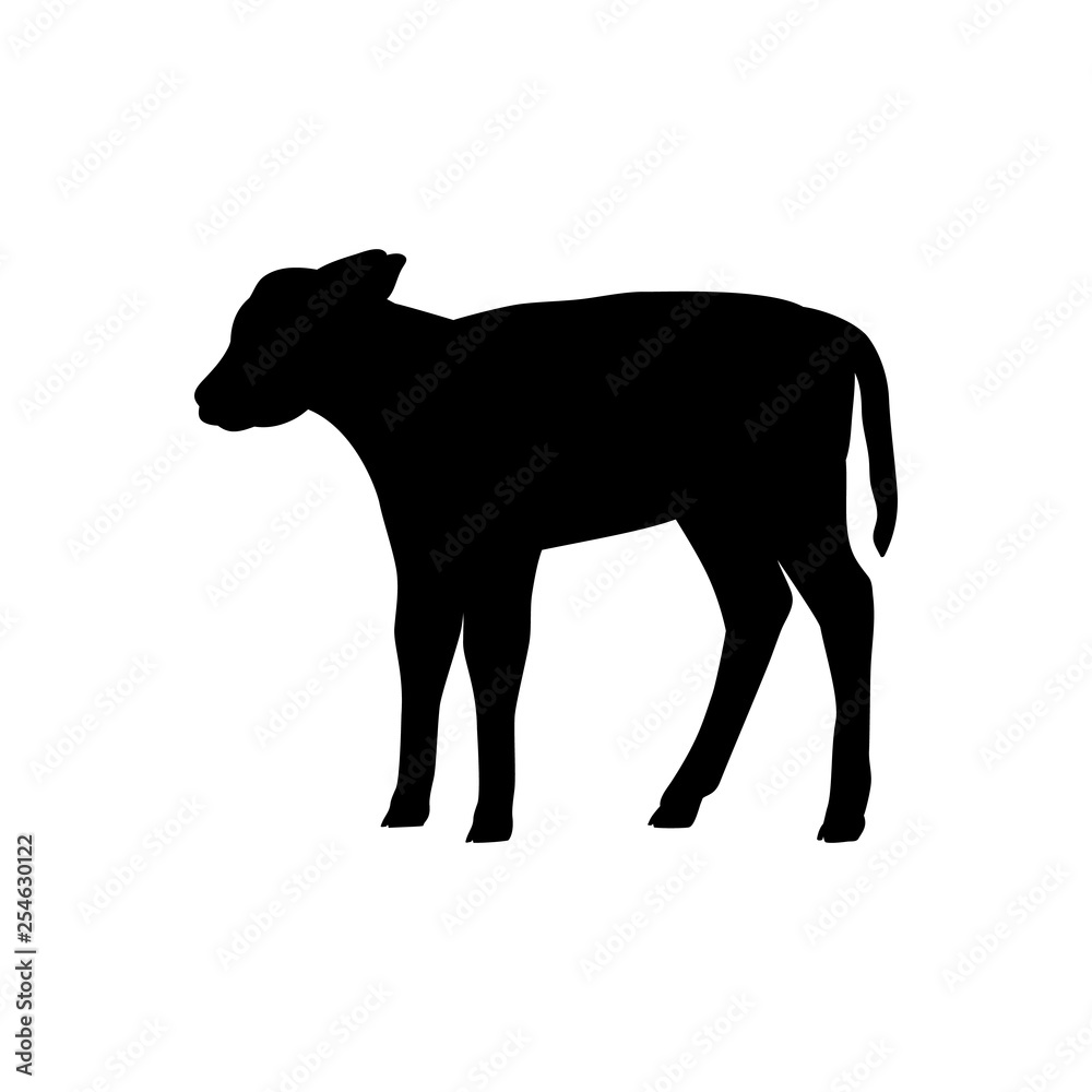 Calf farm mammal black silhouette animal Stock Vector | Adobe Stock