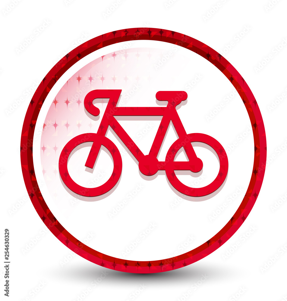 Bicycle icon misty frozen red round button Bicycle icon misty frozen red round button
