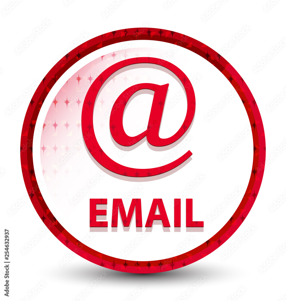 Email (address icon) misty frozen red round button Email (address icon) misty frozen red round button
