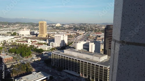 Video of the Downtown Los Angeles skyline including a view of famous Union station and various other buildings. photo