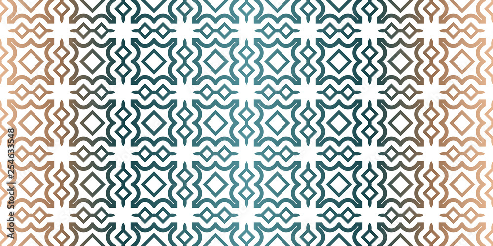 Geometric Pattern With Hand-Drawing Ornament. Vector Super Illustration. For Fabric, Textile, Bandana, Scarg, Colored Print. Brown green color