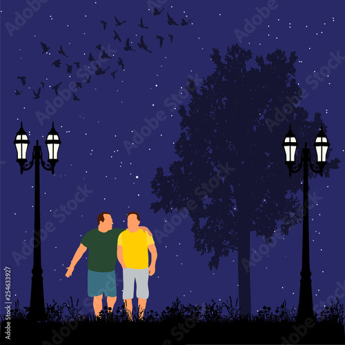  people in the evening in the park