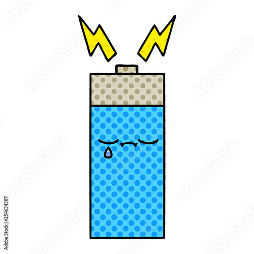 comic book style cartoon battery