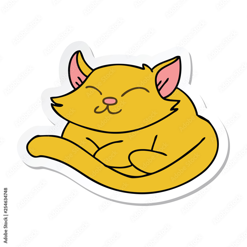 sticker of a quirky hand drawn cartoon cat sticker of a quirky hand drawn cartoon cat