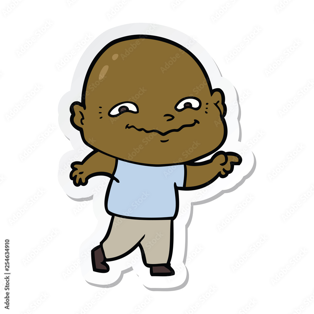 sticker of a cartoon creepy guy sticker of a cartoon creepy guy