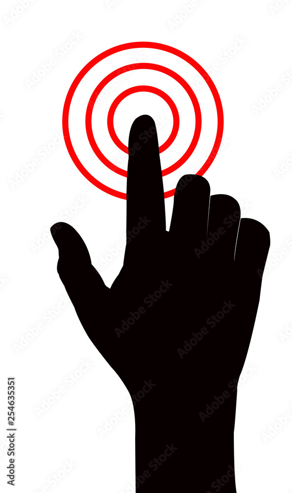 Obraz premium hand pointing target, silhouette vector