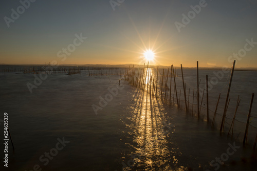 Calm in the valencia lagoon at sunset