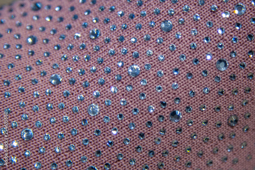 rhinestones on the fabric crystals macro
