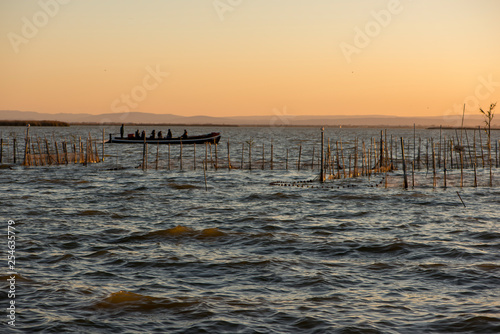 Calm in the valencia lagoon at sunset