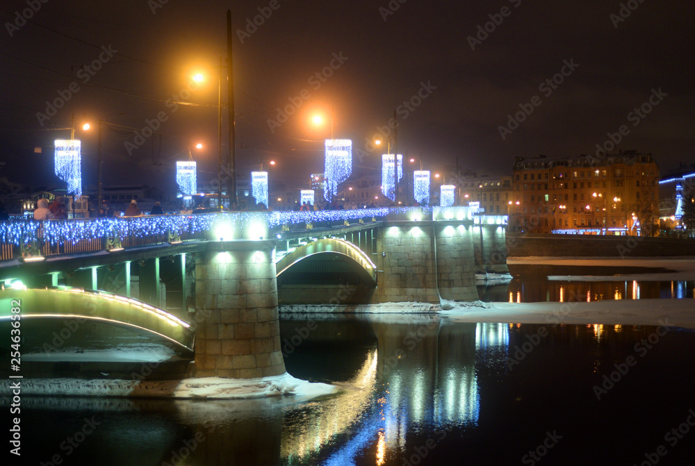 View of Exchange Bridge at winter night.