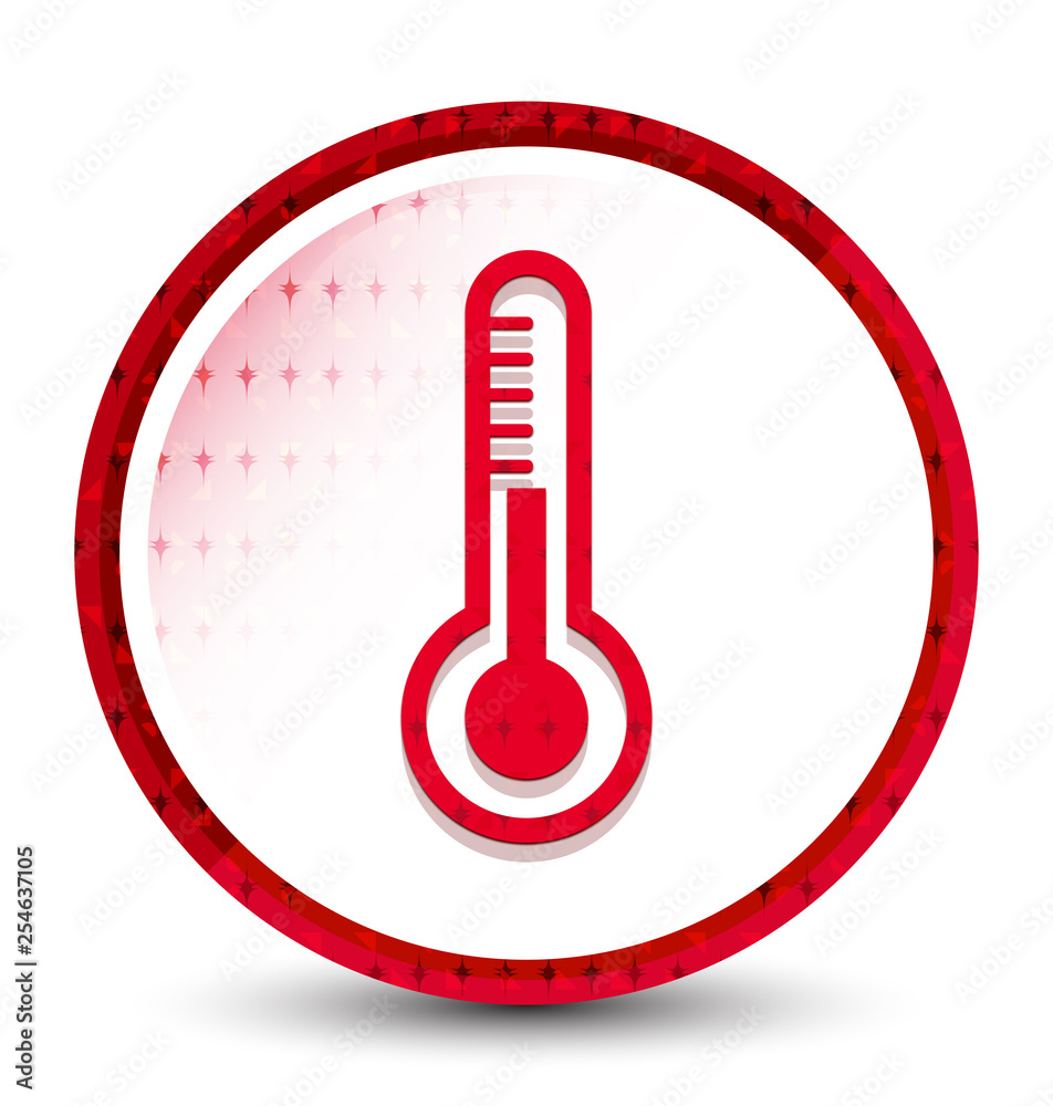 Thermometer icon misty frozen red round button Thermometer icon misty frozen red round button