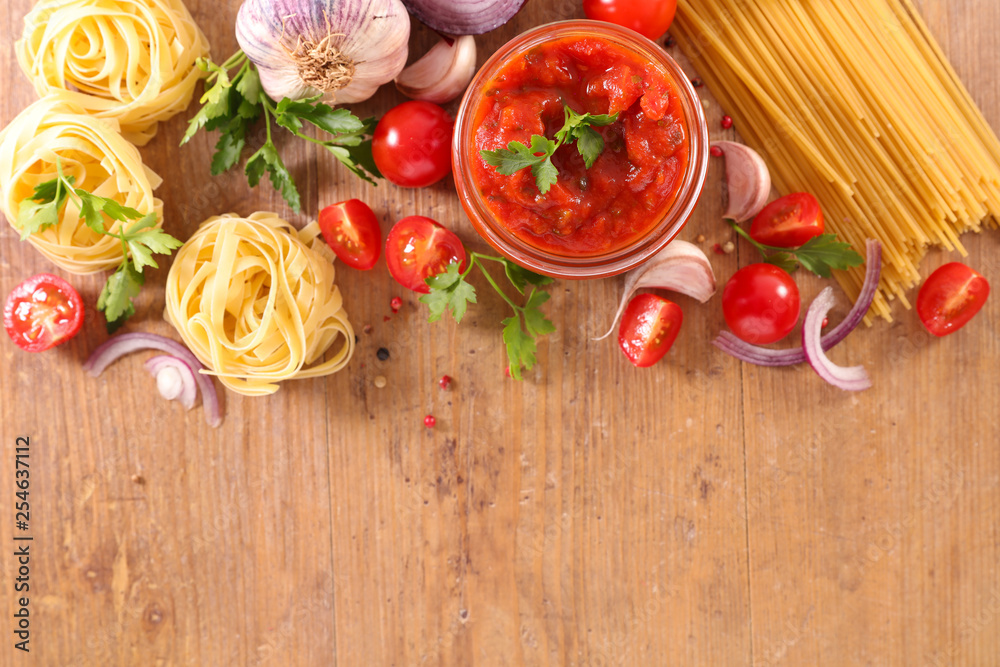 italian pasta with tomato sauce and ingredient italian pasta with tomato sauce and ingredient