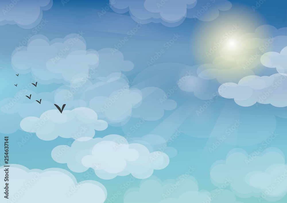 blue sky with sun and clouds blue sky with sun and clouds