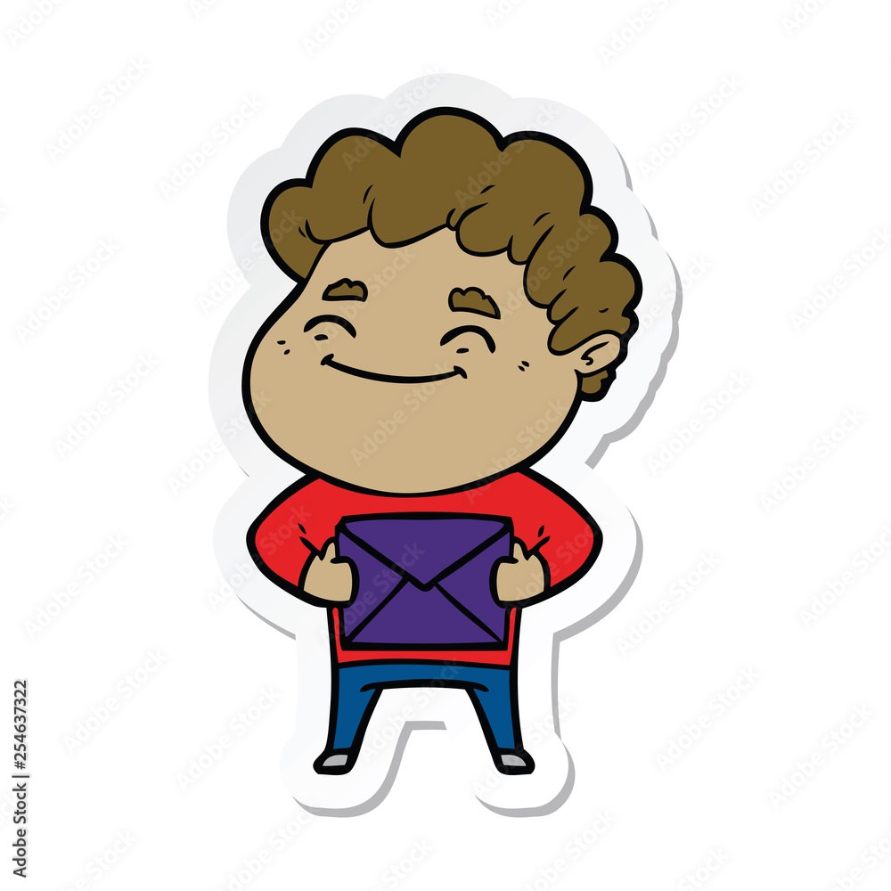 sticker of a cartoon friendly man