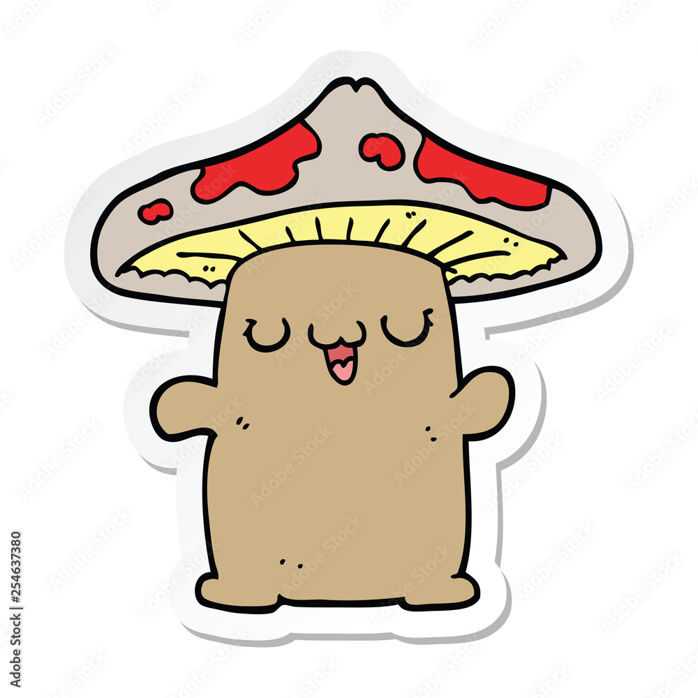 sticker of a cartoon mushroom creature