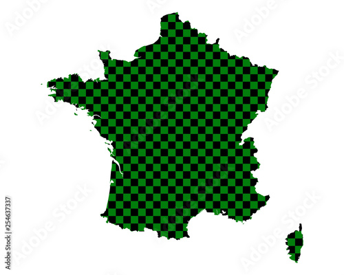 Karte von Frankreich in Schachbrettmuster