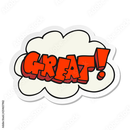sticker of a cartoon great shout