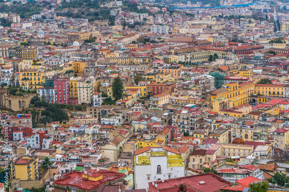 Panorama of Naples, view of the port in the Gulf of Naples. The province of Campania. Italy.