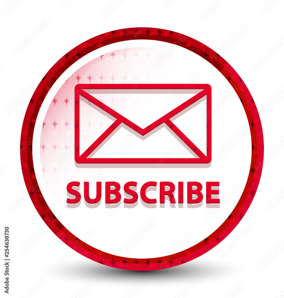 Subscribe (email icon) misty frozen red round button Subscribe (email icon) misty frozen red round button
