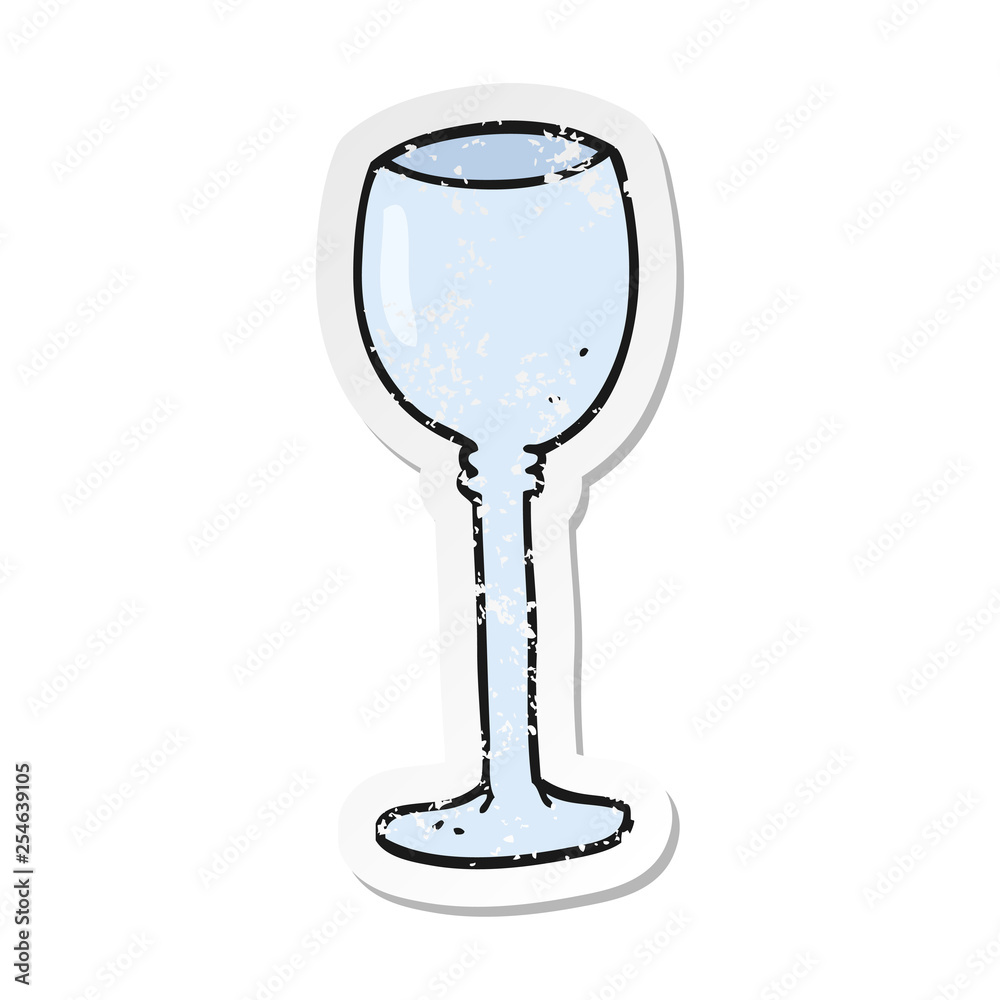 retro distressed sticker of a cartoon wine glass retro distressed sticker of a cartoon wine glass