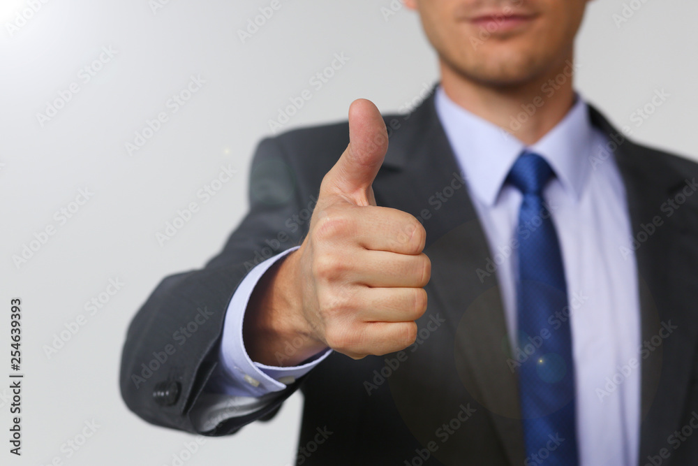 Male arm show OK or confirm during conference Male arm show OK or confirm during conference