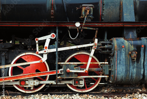 Red Wheels of an Old Locomotive