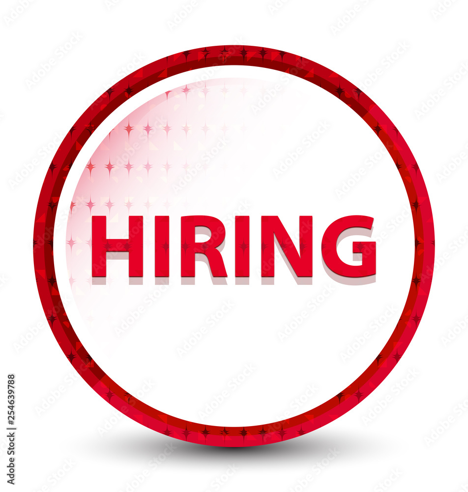 Hiring misty frozen red round button Hiring misty frozen red round button